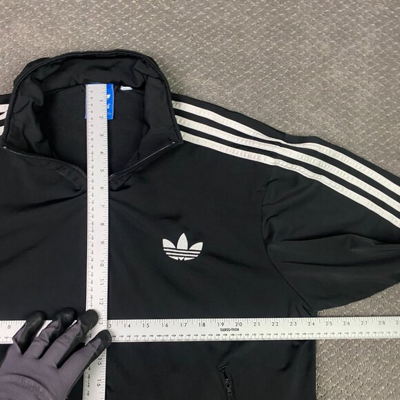 Adidas Track Jackeet Men's Large Black White 3 Stripe Originals Firebird Trefoil - Picture 10 of 12